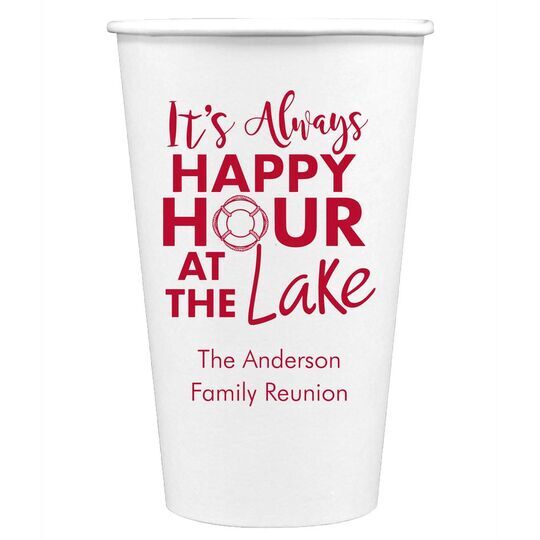 Happy Hour at the Lake Paper Coffee Cups